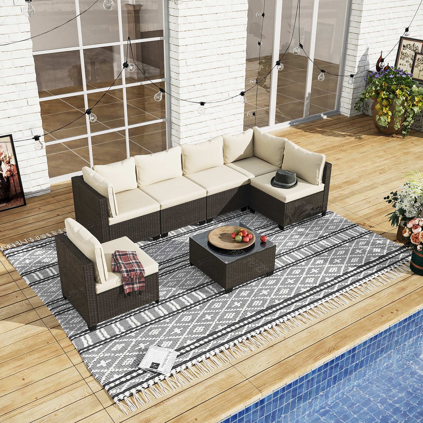 LAUSAINT HOME 7-Piece Wicker Outdoor Conversation Sets