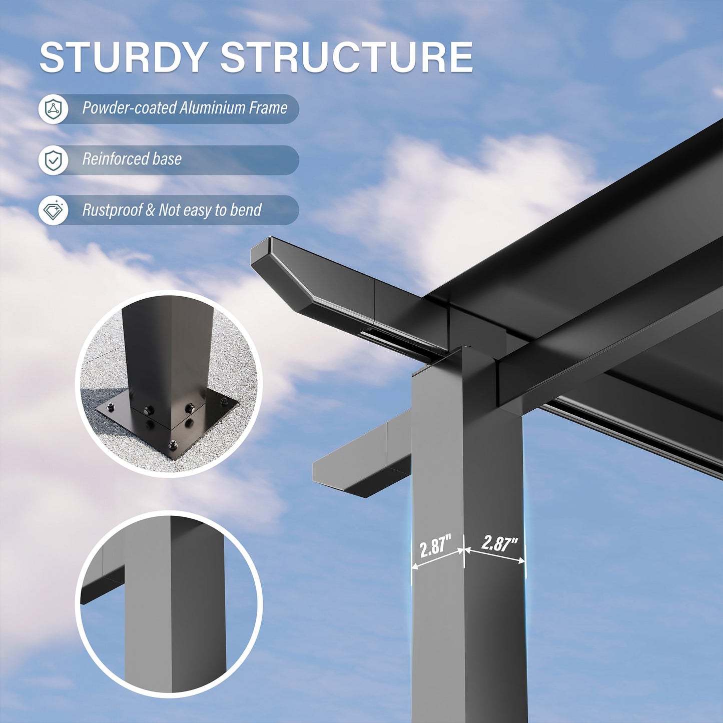 LAUSAINT HOME Aluminum Pergola with Canopy