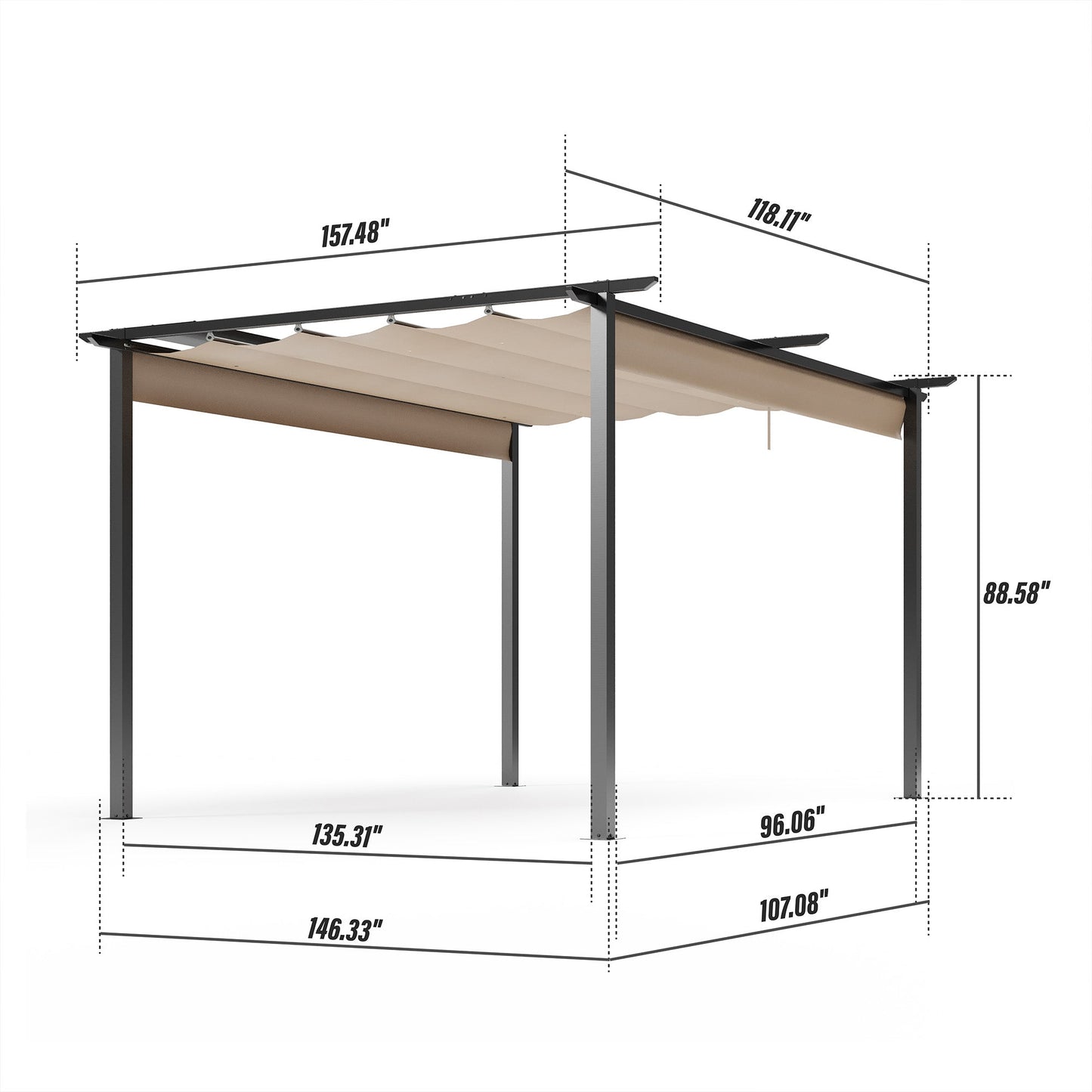 LAUSAINT HOME Aluminum Pergola with Canopy