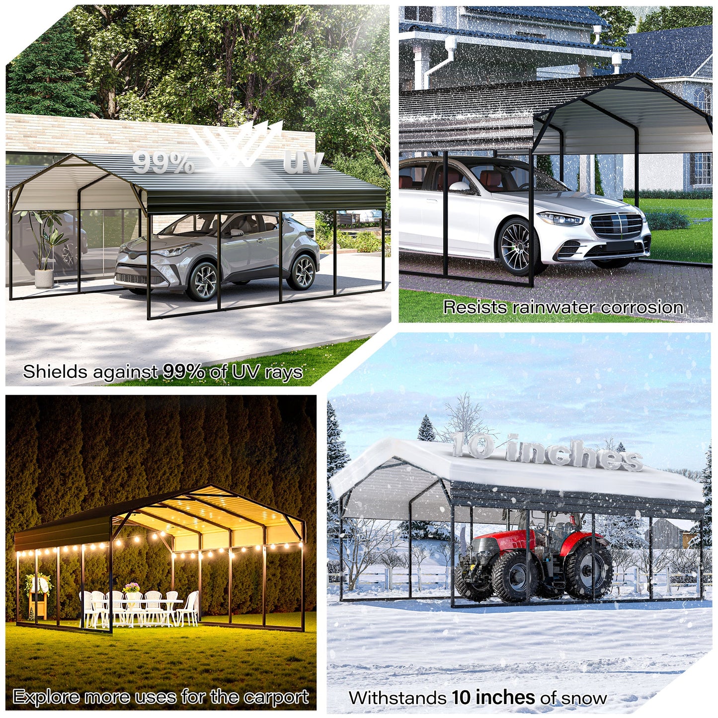 LAUSAINT HOME 12 X 20 FT Galvanized Steel Carport