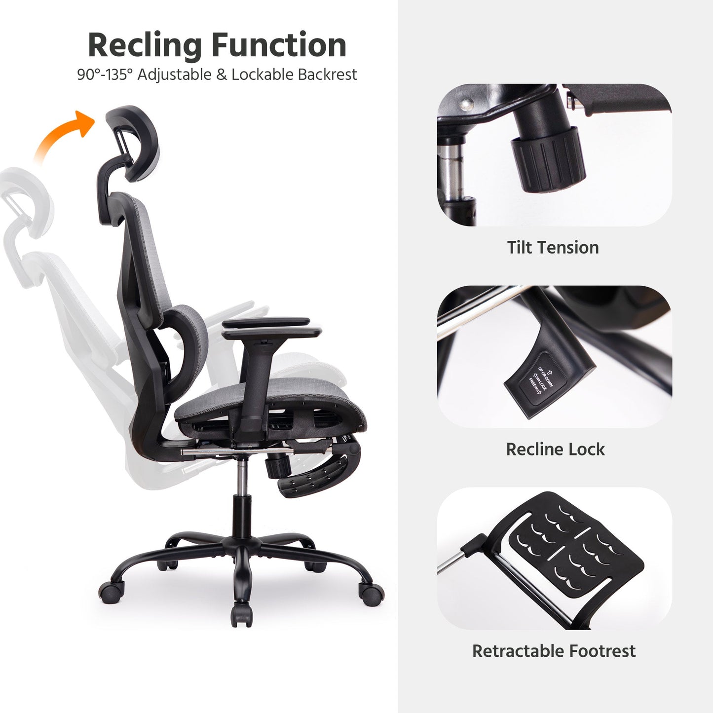 LAUSAINT HOME Mesh Ergonomic Office Chair
