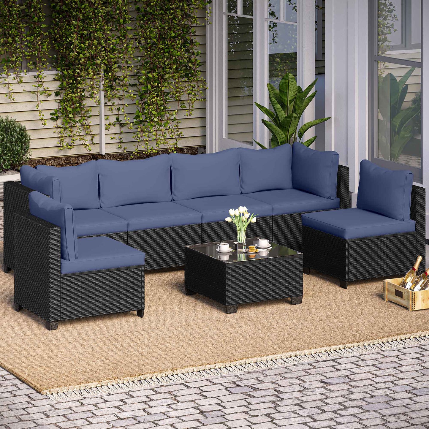 LAUSAINT HOME 7-Piece Wicker Outdoor Conversation Sets