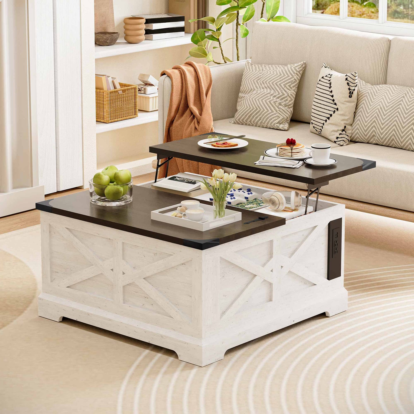 LAUSAINT HOME Farmhouse Lift Top Coffee Table