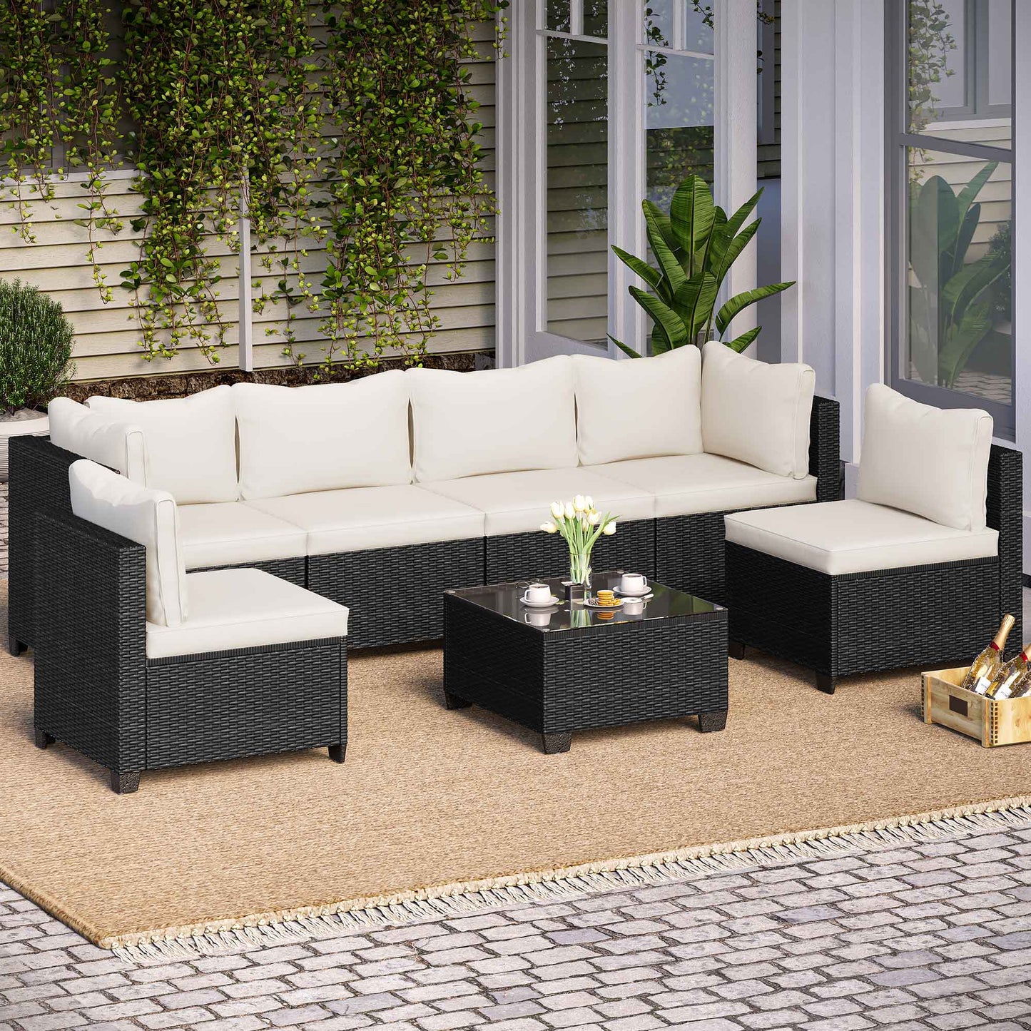 LAUSAINT HOME 7-Piece Wicker Outdoor Conversation Sets