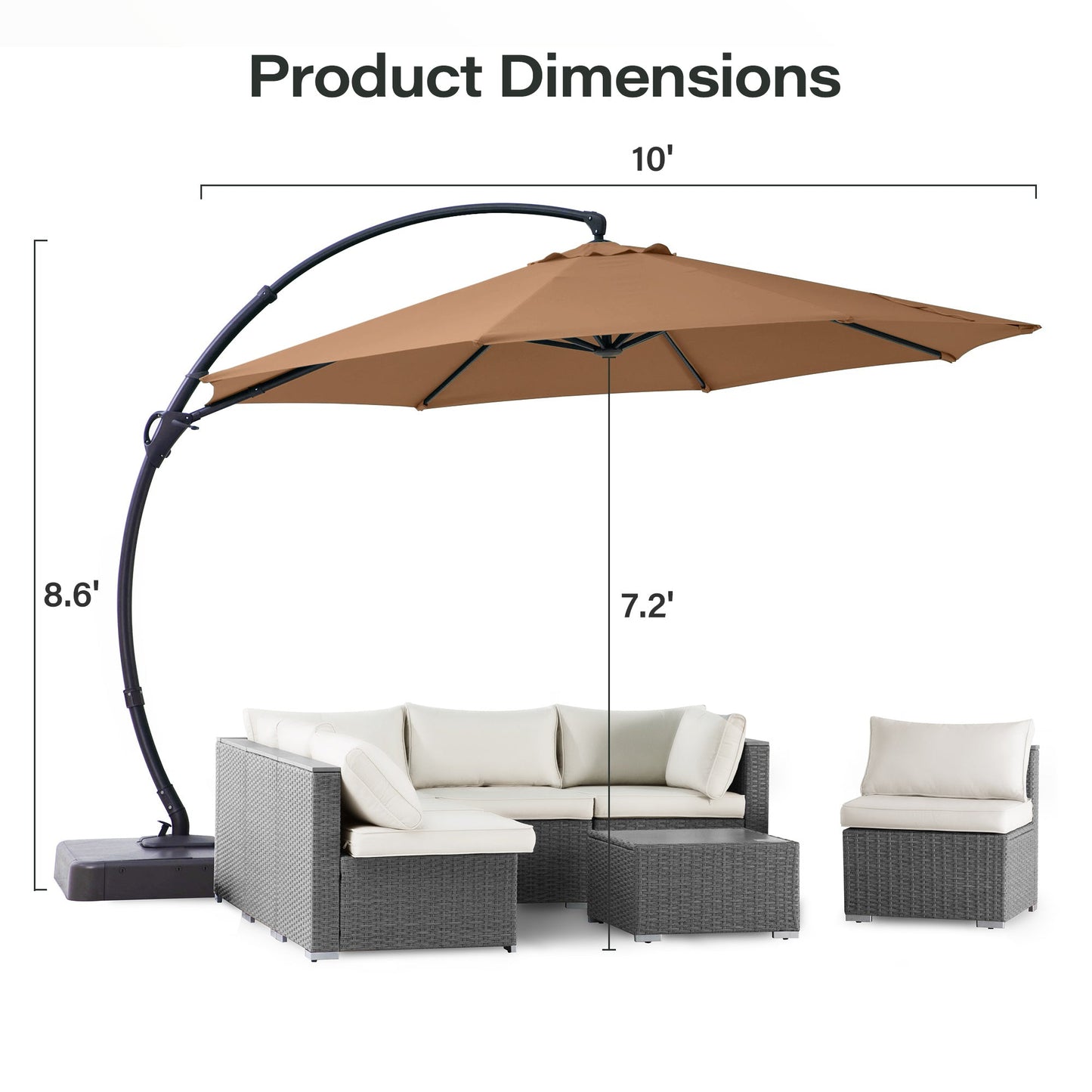 LAUSAINT HOME 10' Deluxe Cantilever Umbrella