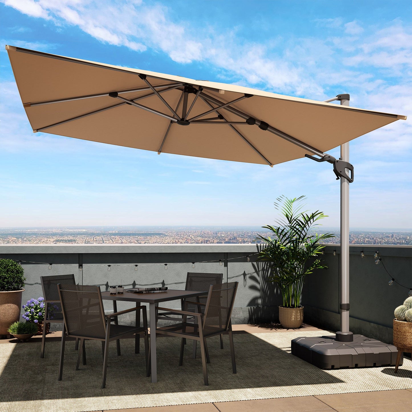 LAUSAINT HOME 10' Square LED Cantilever Umbrella