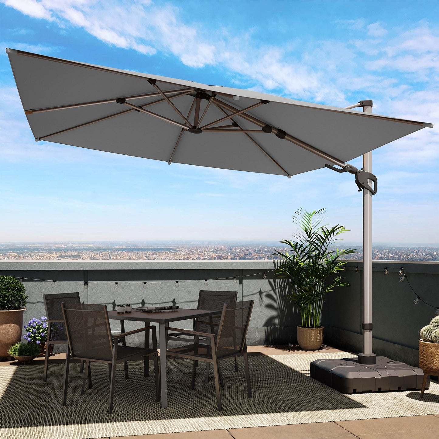 LAUSAINT HOME 10' Square LED Cantilever Umbrella