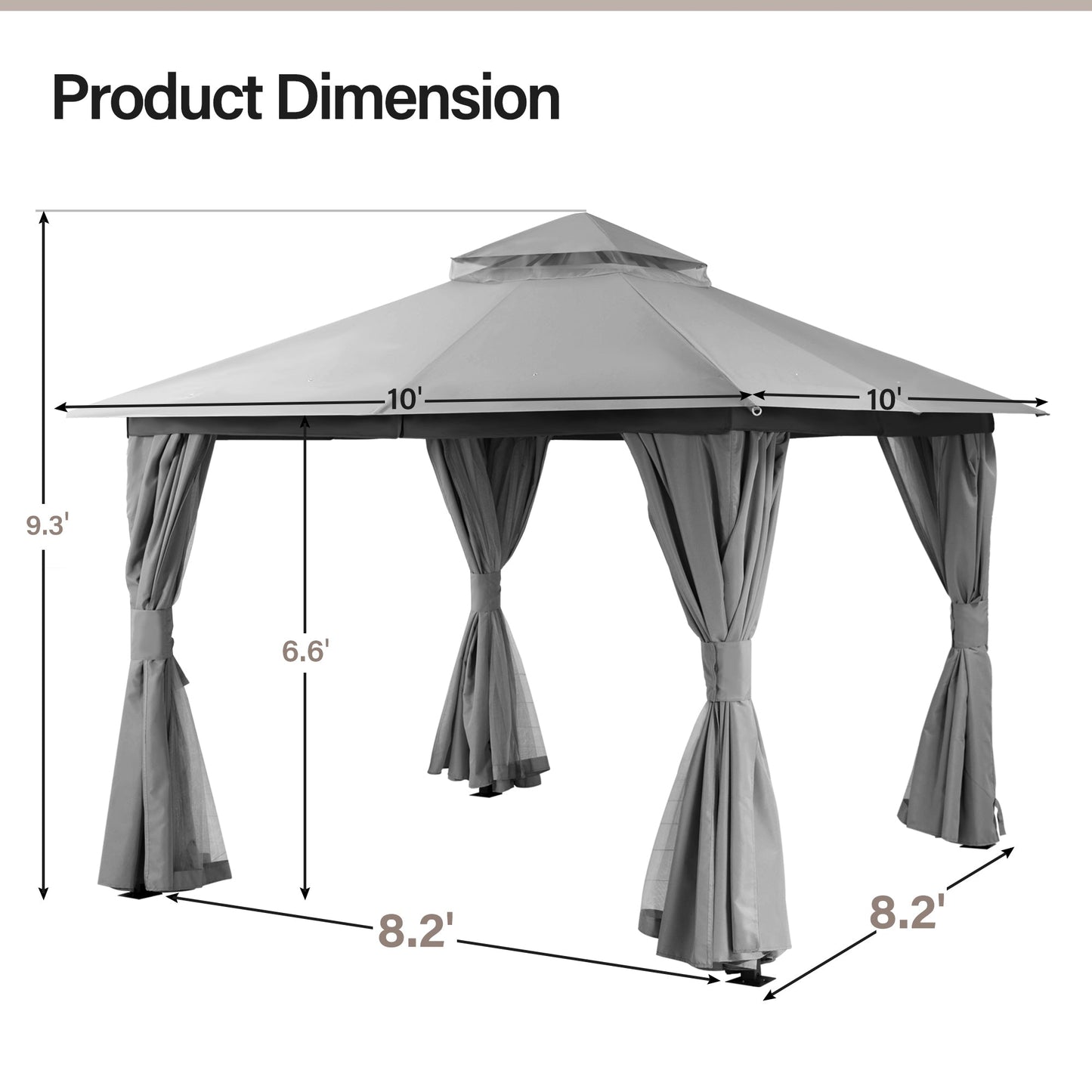 LAUSAINT HOME 10'X10' Patio Steel Gazebo