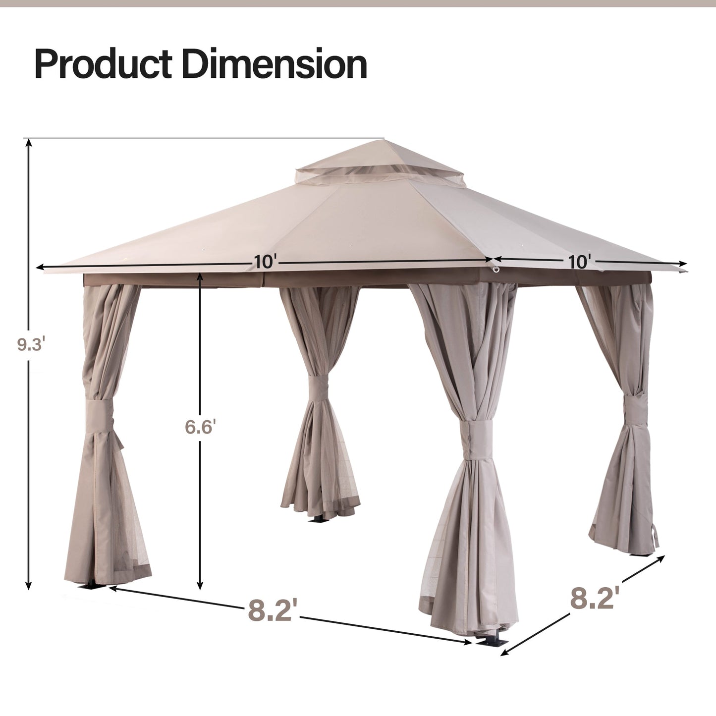 LAUSAINT HOME 10'X10' Patio Steel Gazebo