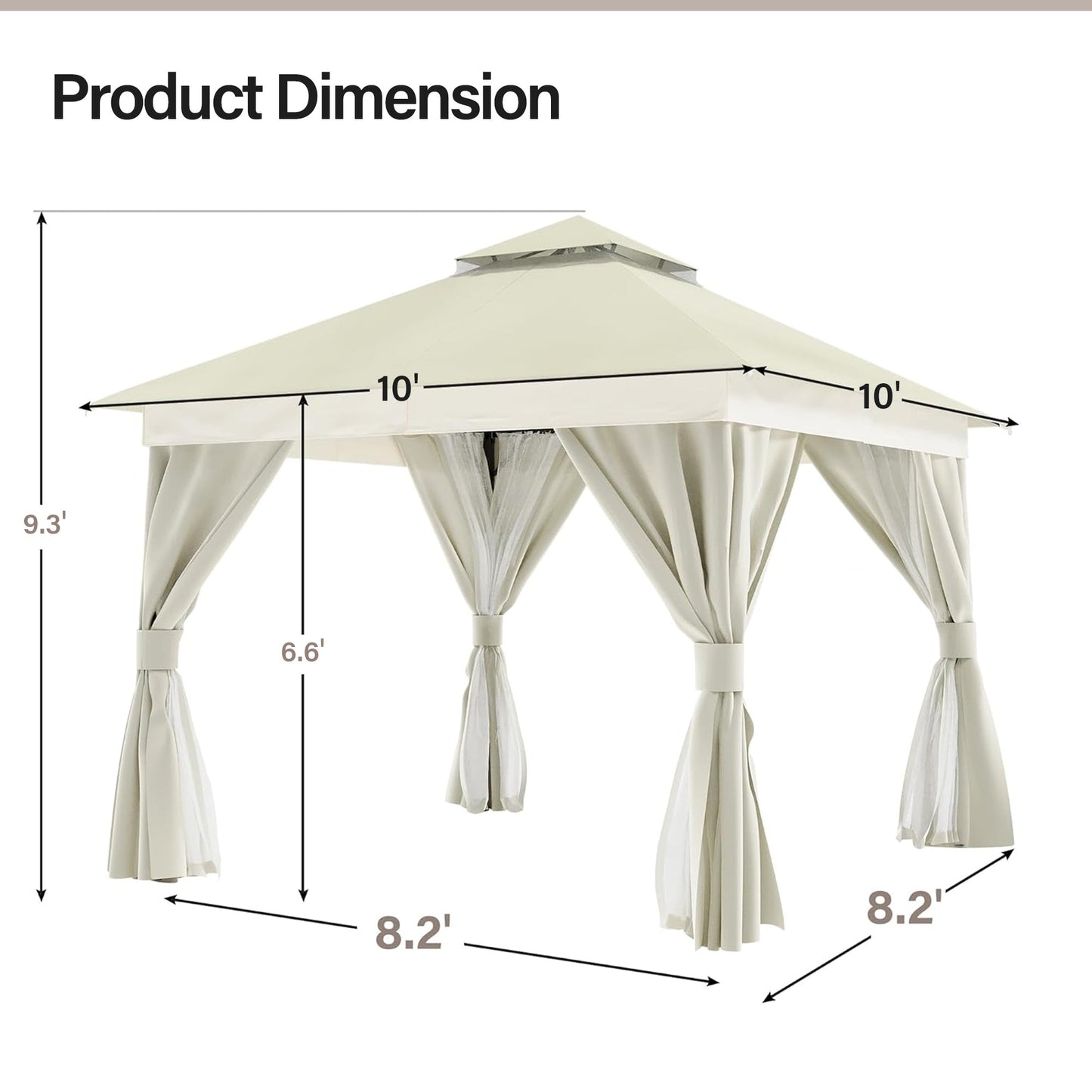 LAUSAINT HOME 10'X10' Patio Steel Gazebo