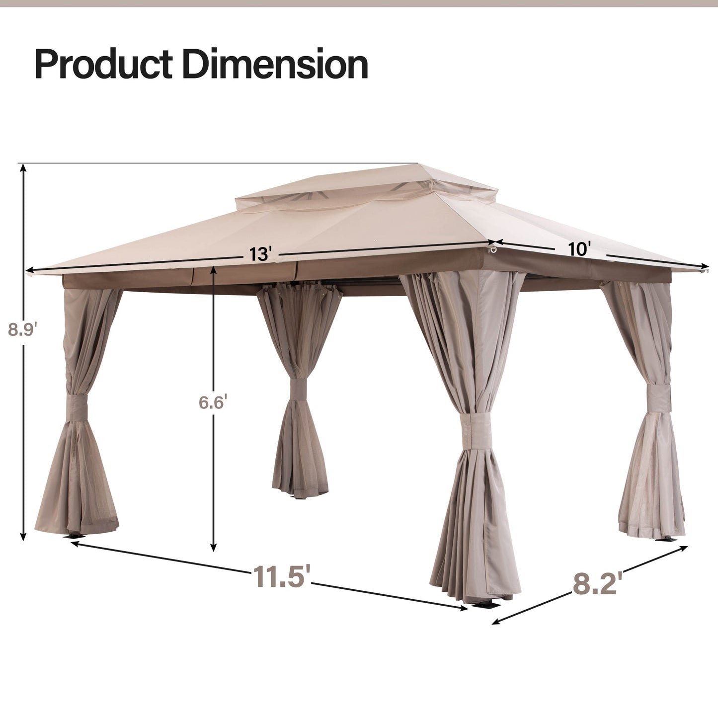 LAUSAINT HOME 10'X13'  Patio Steel Gazebo