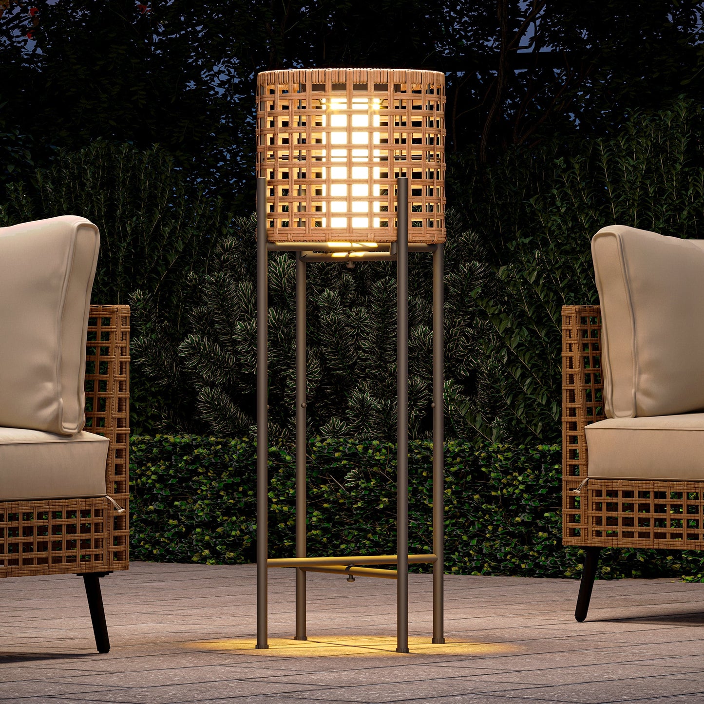 LAUSAINT HOME Solar Powered Outdoor Floor Lamp with Auto On/Off LED Light