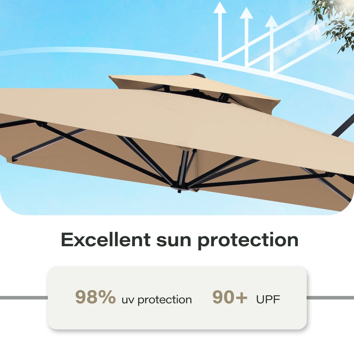 LAUSAINT HOME 9x12FT Rectangular Large Cantilever Umbrella