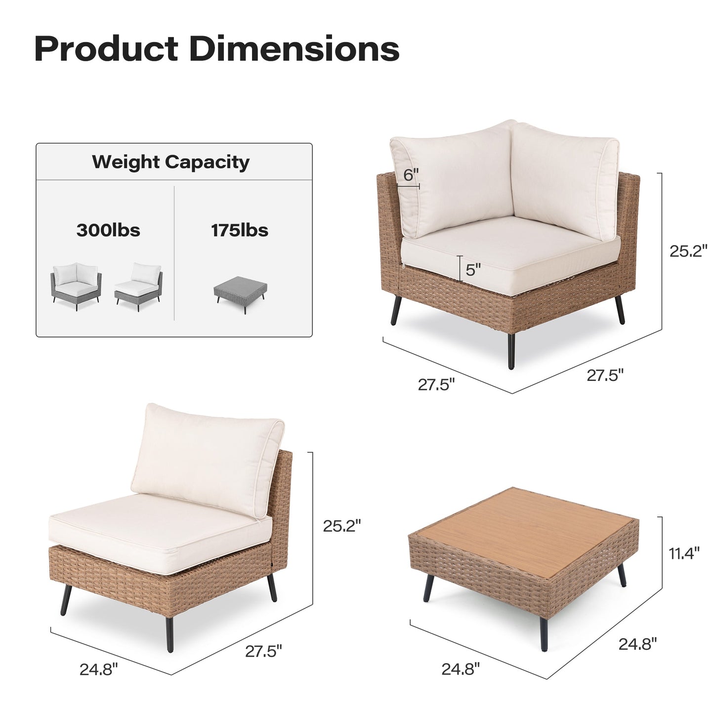 LAUSAINT HOME 7-Piece Wicker Patio Furniture Set