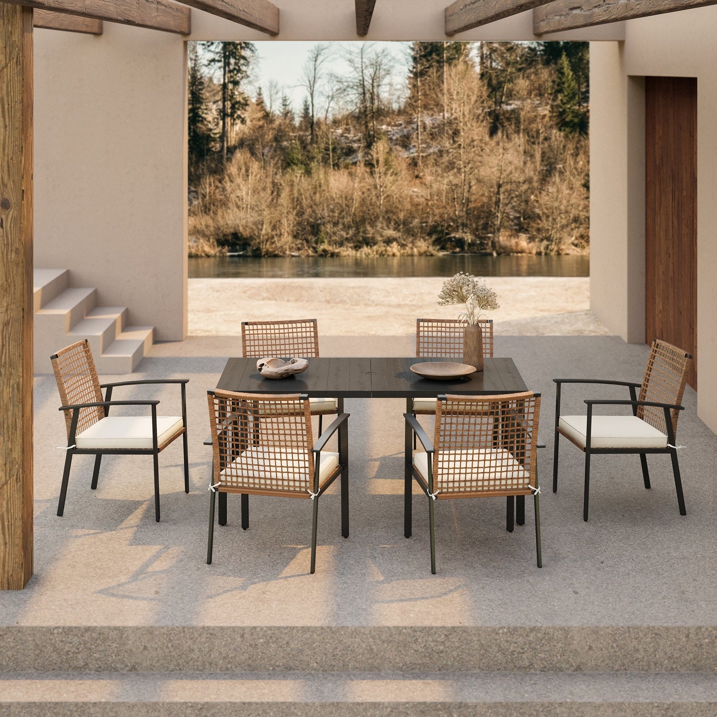 LAUSAINT HOME 6 - Person Rectangular Outdoor Dining Set