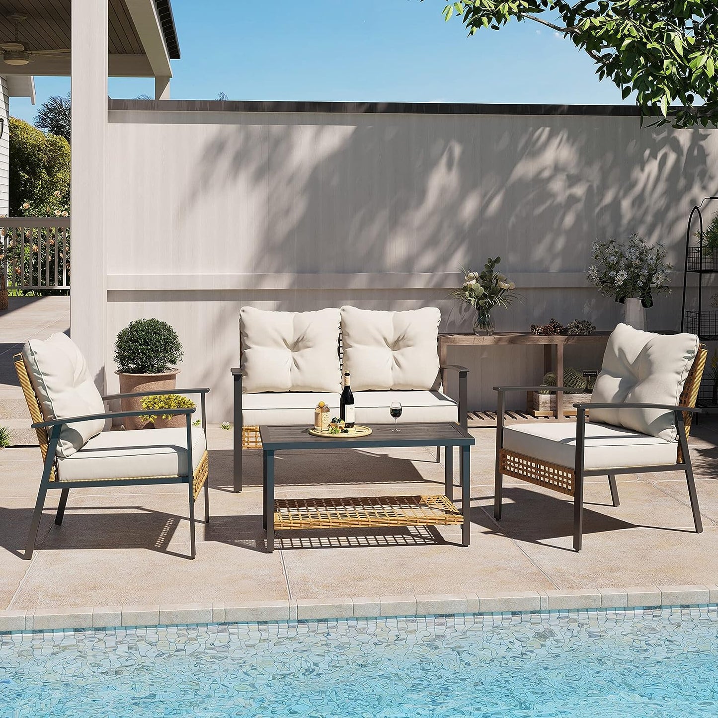 LAUSAINT HOME 4-piece Rattan Conversation Set