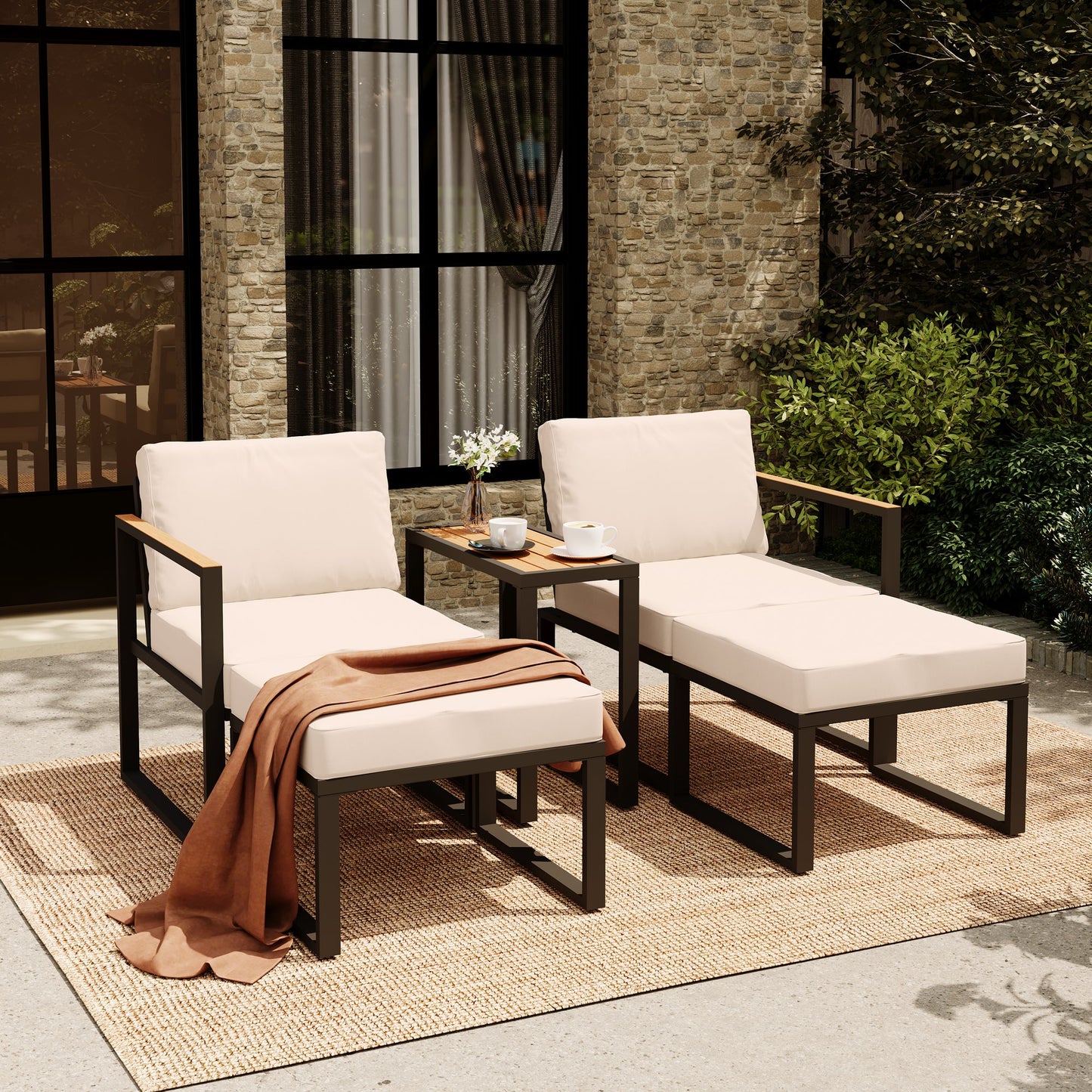 LAUSAINT HOME 5 Pieces Outdoor Metal Conversation Set