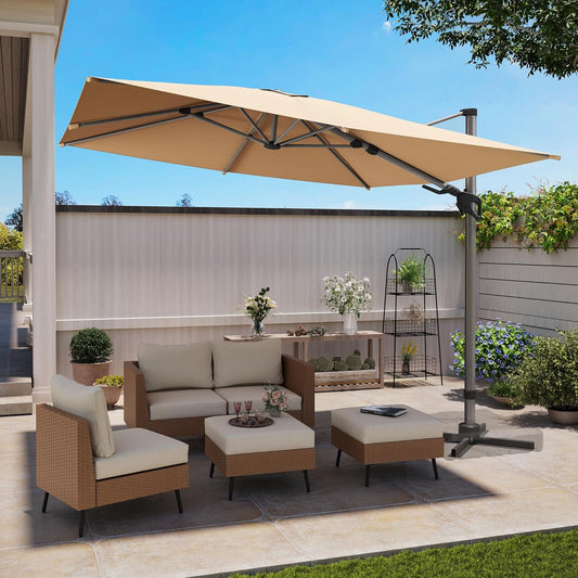 LAUSAINT HOME 10' Square Cantilever Umbrella with Olefin Fabric