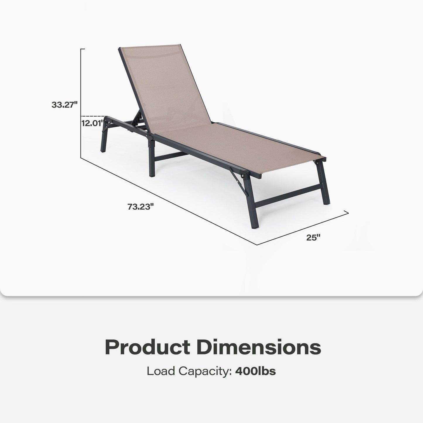 LAUSAINT HOME 2 Pieces Outdoor  Chaise Lounge Chair Set with 5-Position Adjustable Backrest