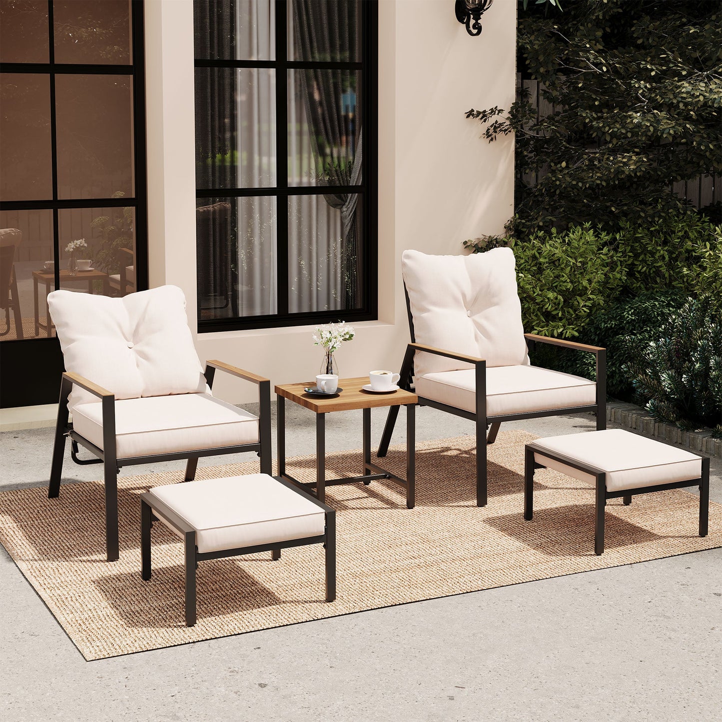 LAUSAINT HOME 5 Pieces Outdoor Adjustable  Patio Conversation Set