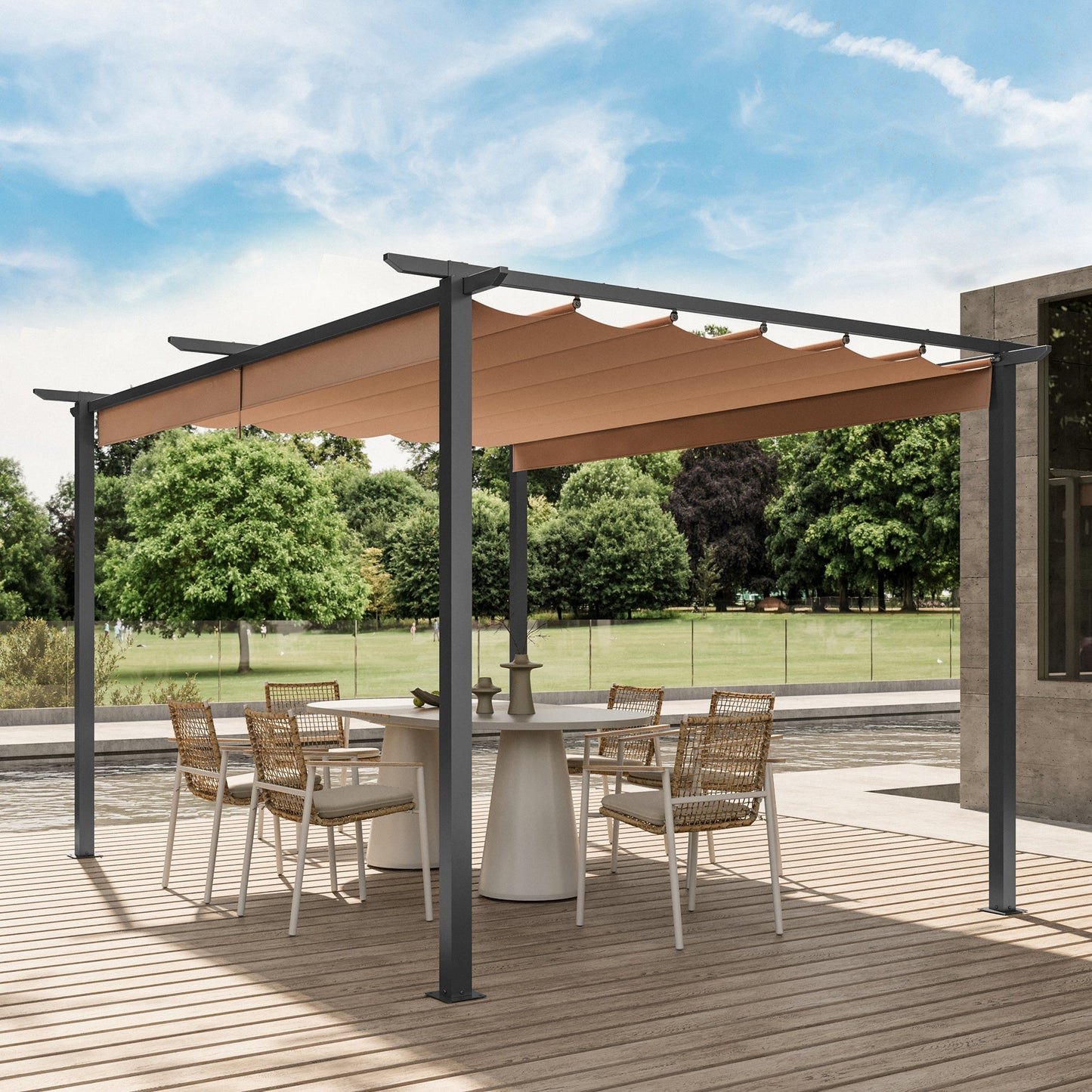 LAUSAINT HOME Aluminum Pergola with Canopy
