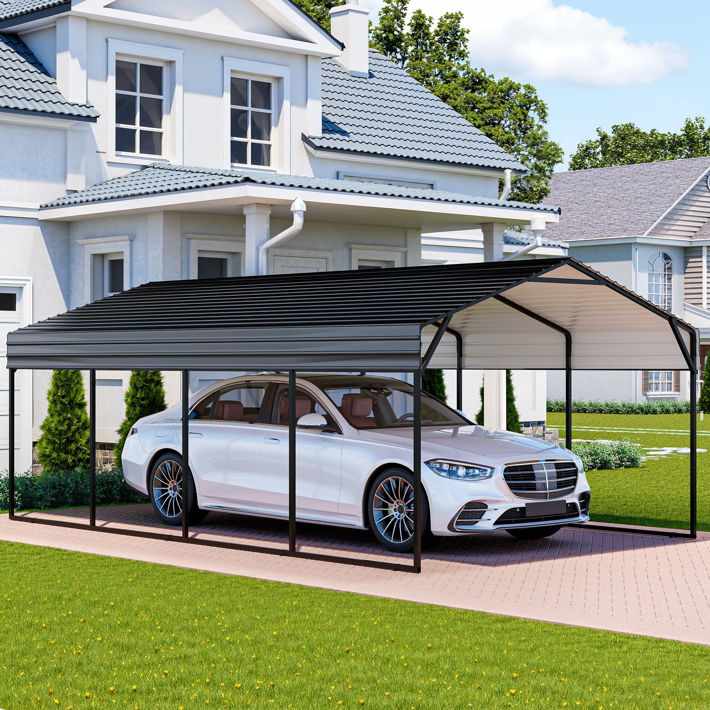 LAUSAINT HOME 12 X 20 FT Galvanized Steel Carport