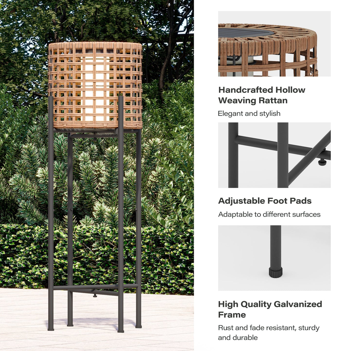 LAUSAINT HOME Solar Powered Outdoor Floor Lamp with Auto On/Off LED Light
