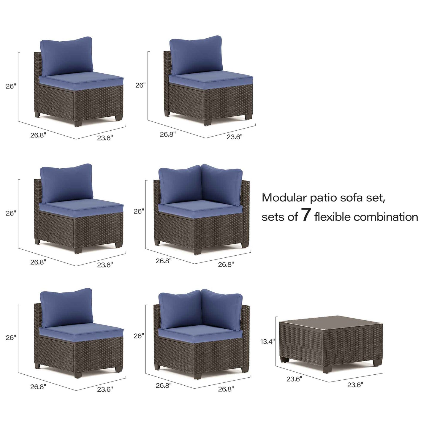 LAUSAINT HOME 7-Piece Wicker Outdoor Conversation Sets