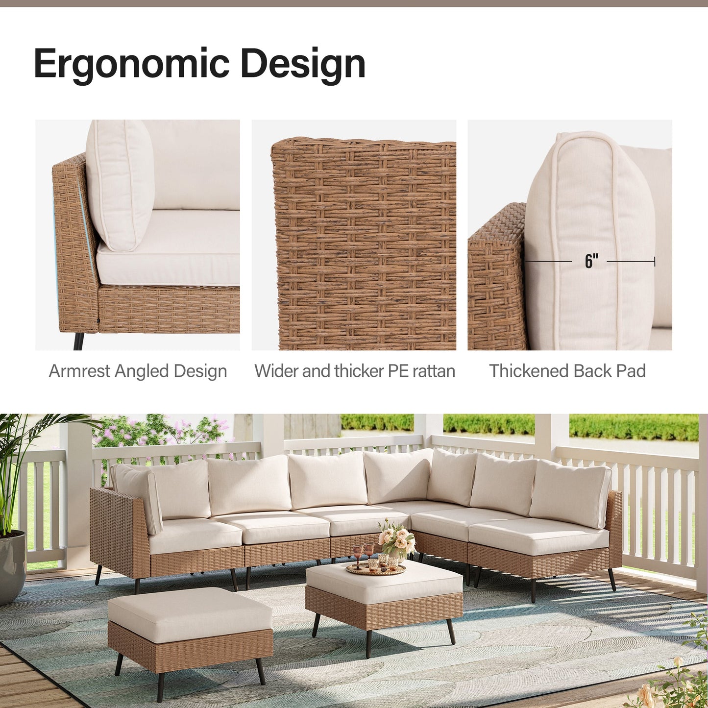 Lausaint Home 8-Piece Wicker Sectional Sofa