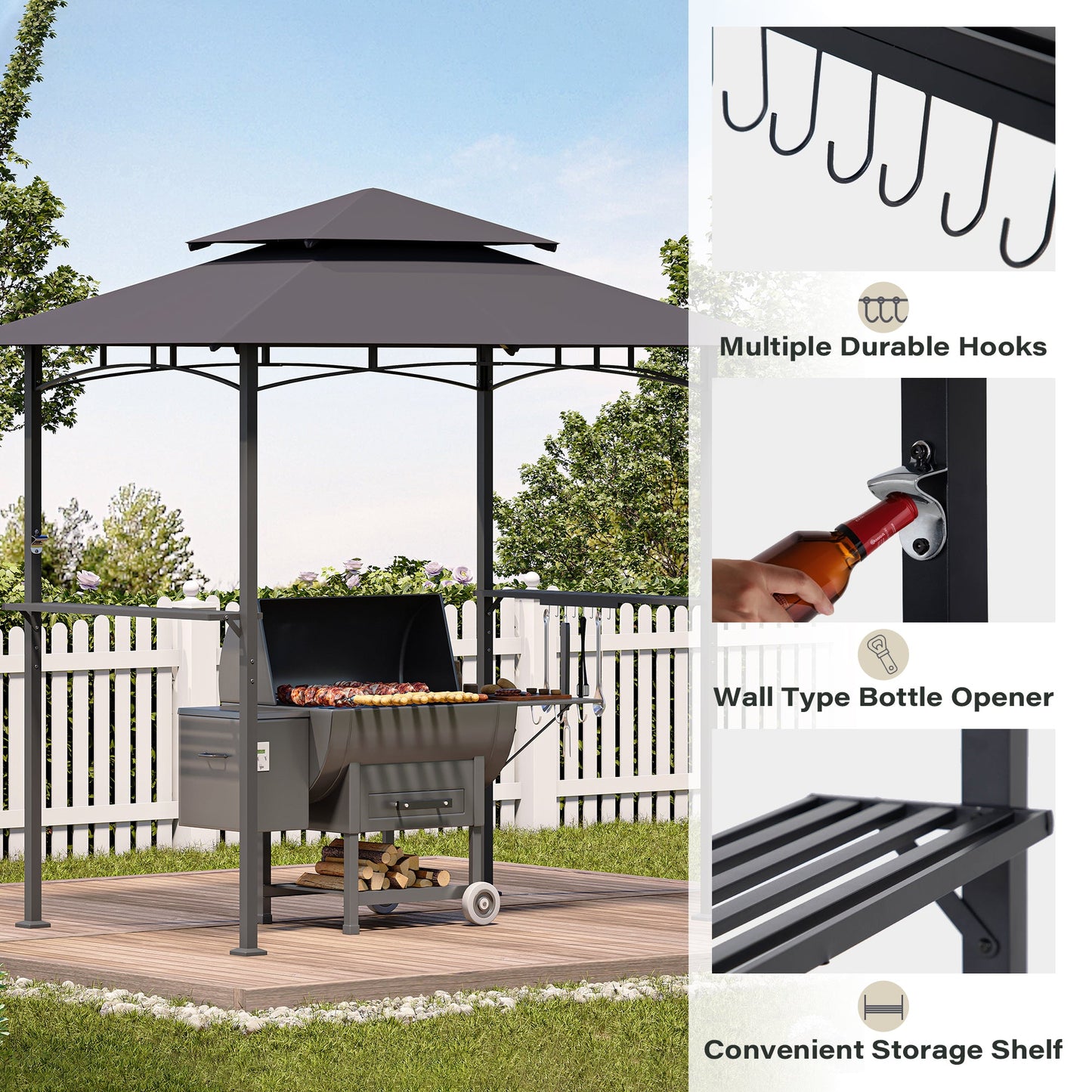 LAUSAINT HOME 8x5 FT Outdoor Grill Gazebo