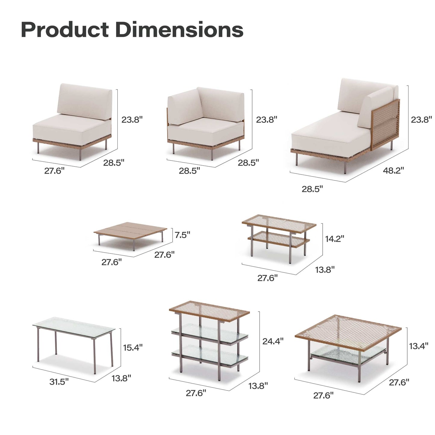 LAUSAINT HOME 10-Piece Wicker Patio Conversation Set