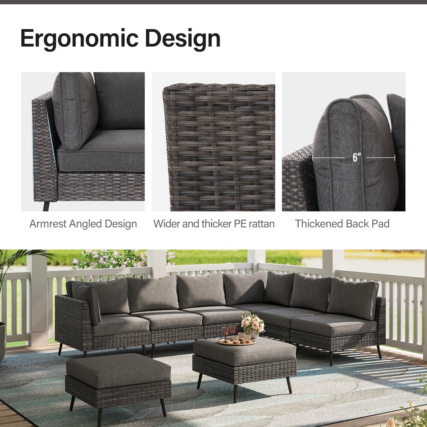 Lausaint Home 8-Piece Wicker Sectional Sofa