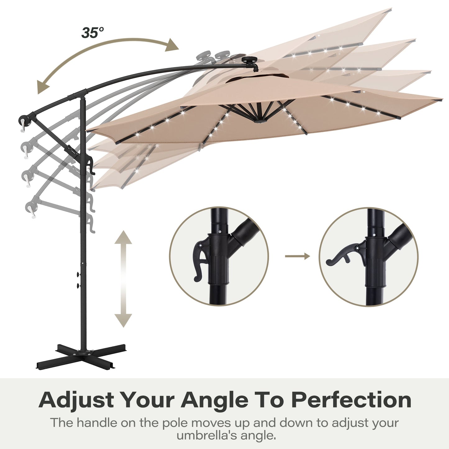 LAUSAINT HOME 10FT Round Cantilever Patio Umbrella