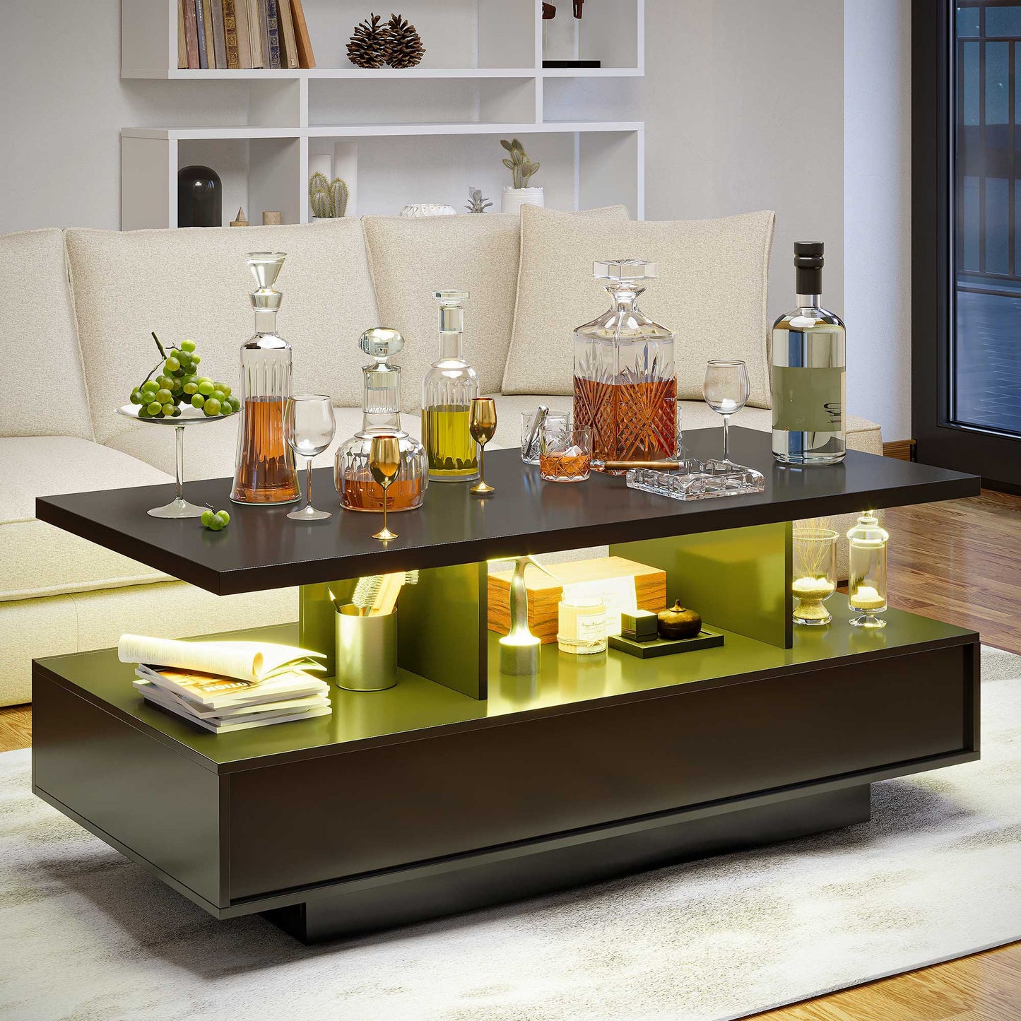 LAUSAINT HOME Indoor Modern LED Coffee Table with Remote & App Control