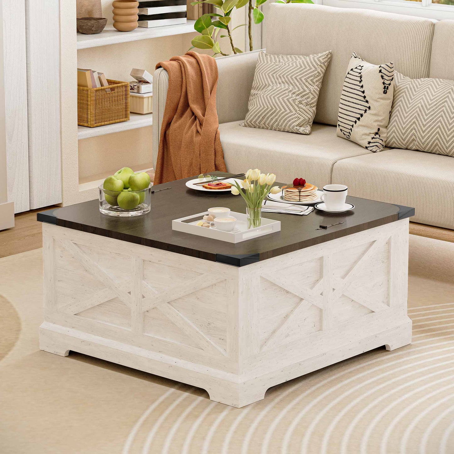 LAUSAINT HOME Farmhouse Lift Top Coffee Table