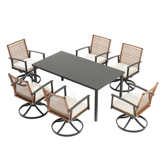 LAUSAINT HOME Outdoor Dining Set with Swivel Chairs