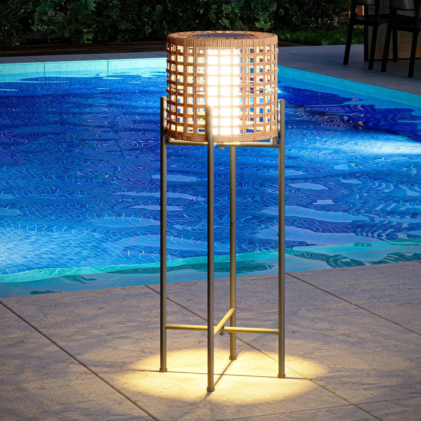 LAUSAINT HOME Solar Powered Outdoor Floor Lamp with Auto On/Off LED Light
