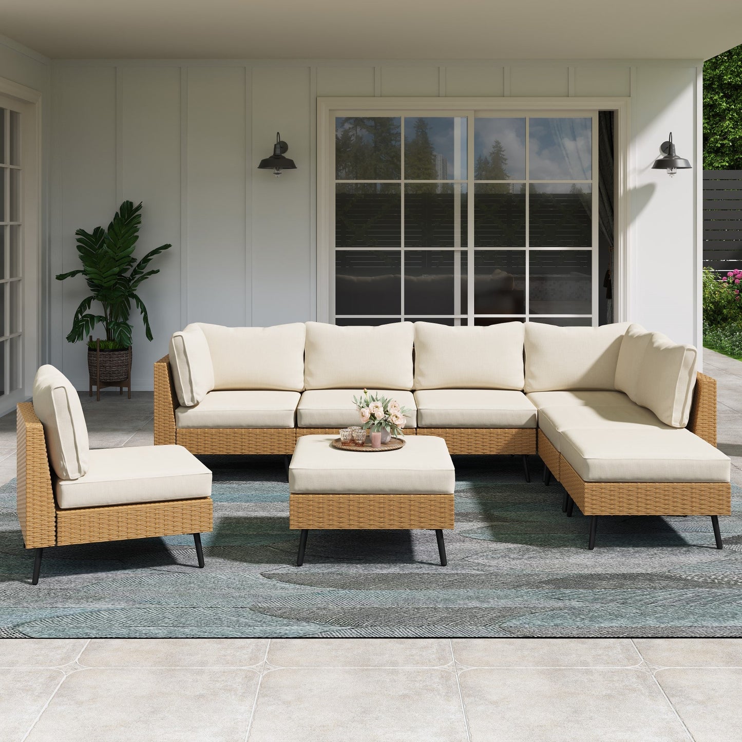 Lausaint Home 8-Piece Wicker Sectional Sofa