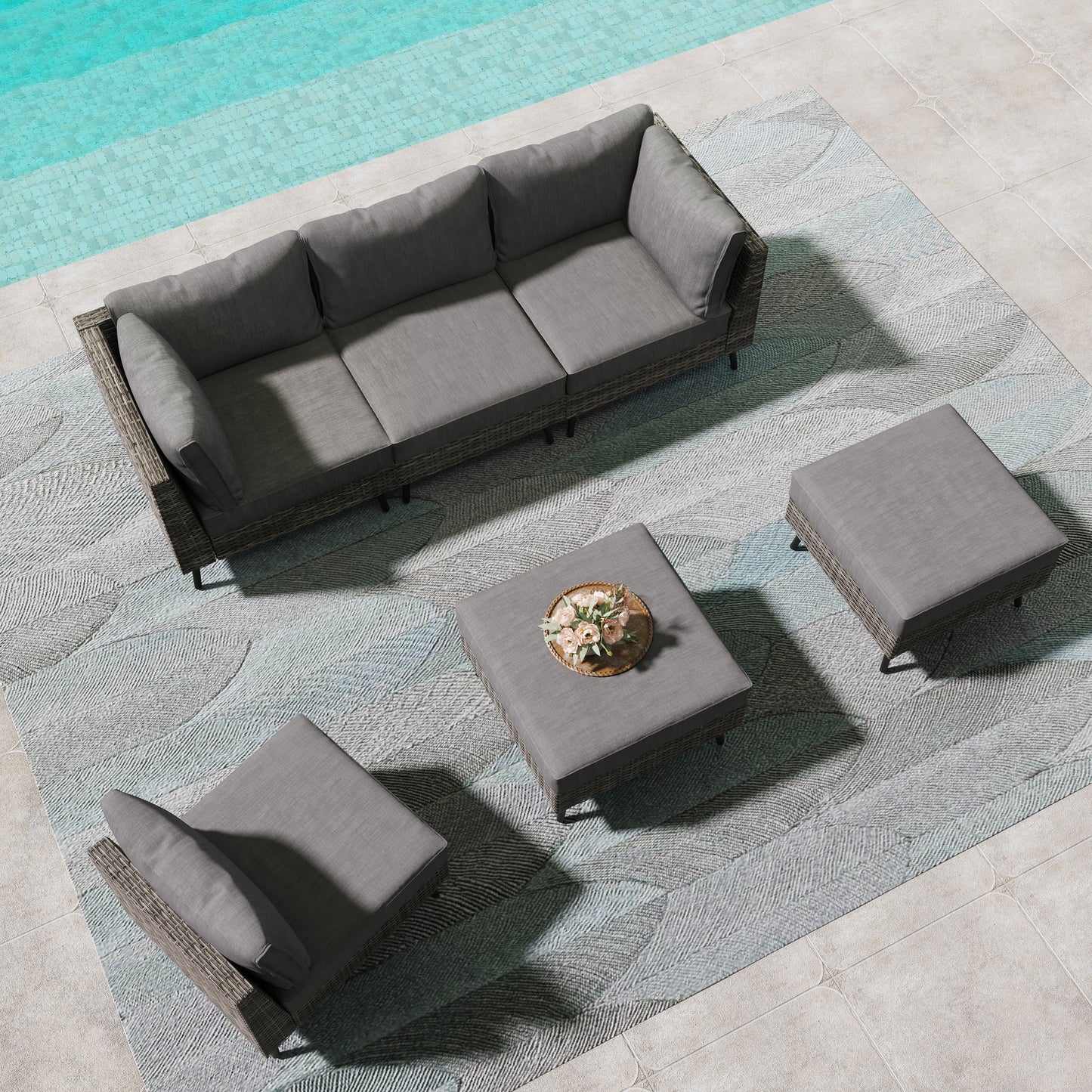 Lausaint Home 6-Piece Wicker Conversation Sofa