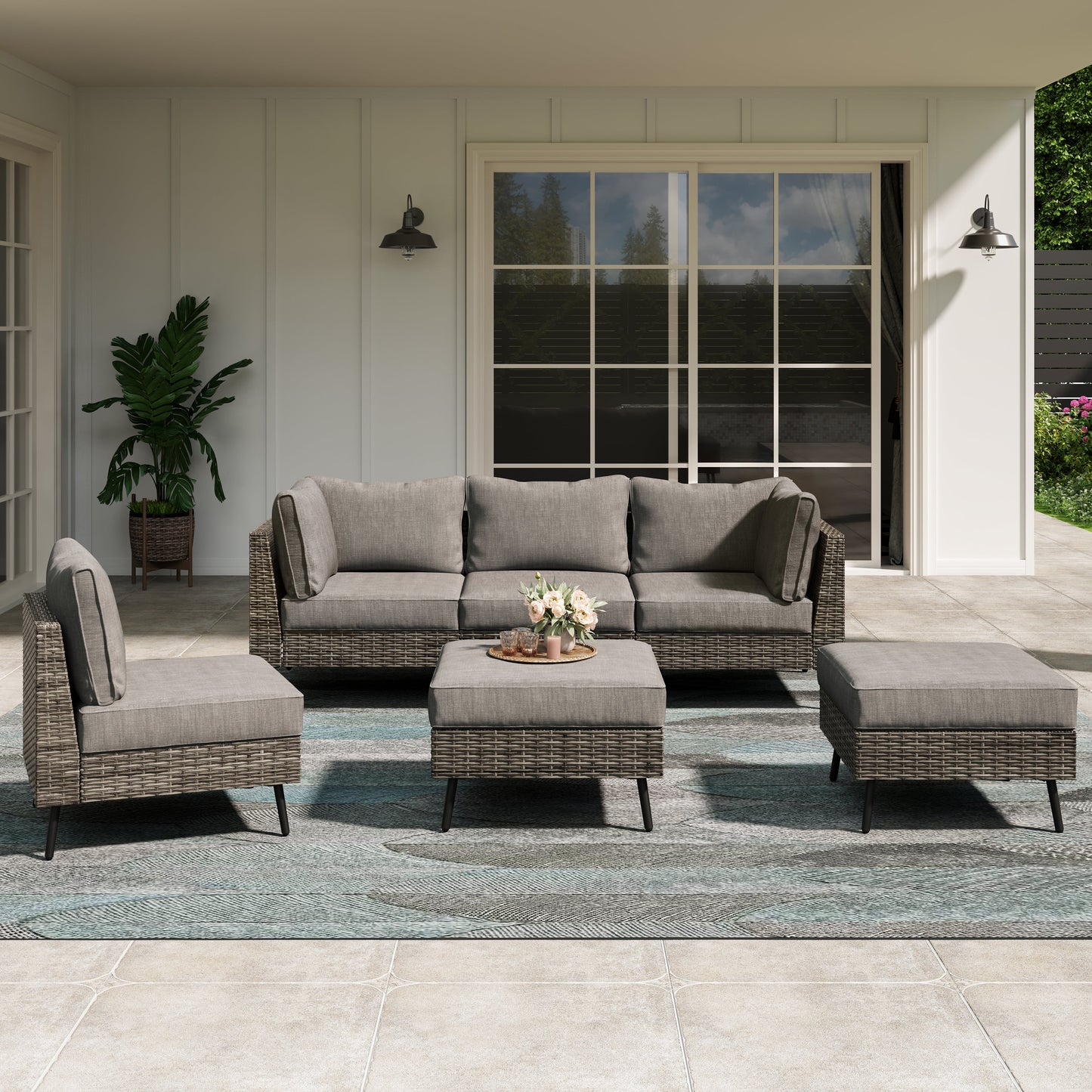 Lausaint Home 6-Piece Wicker Conversation Sofa