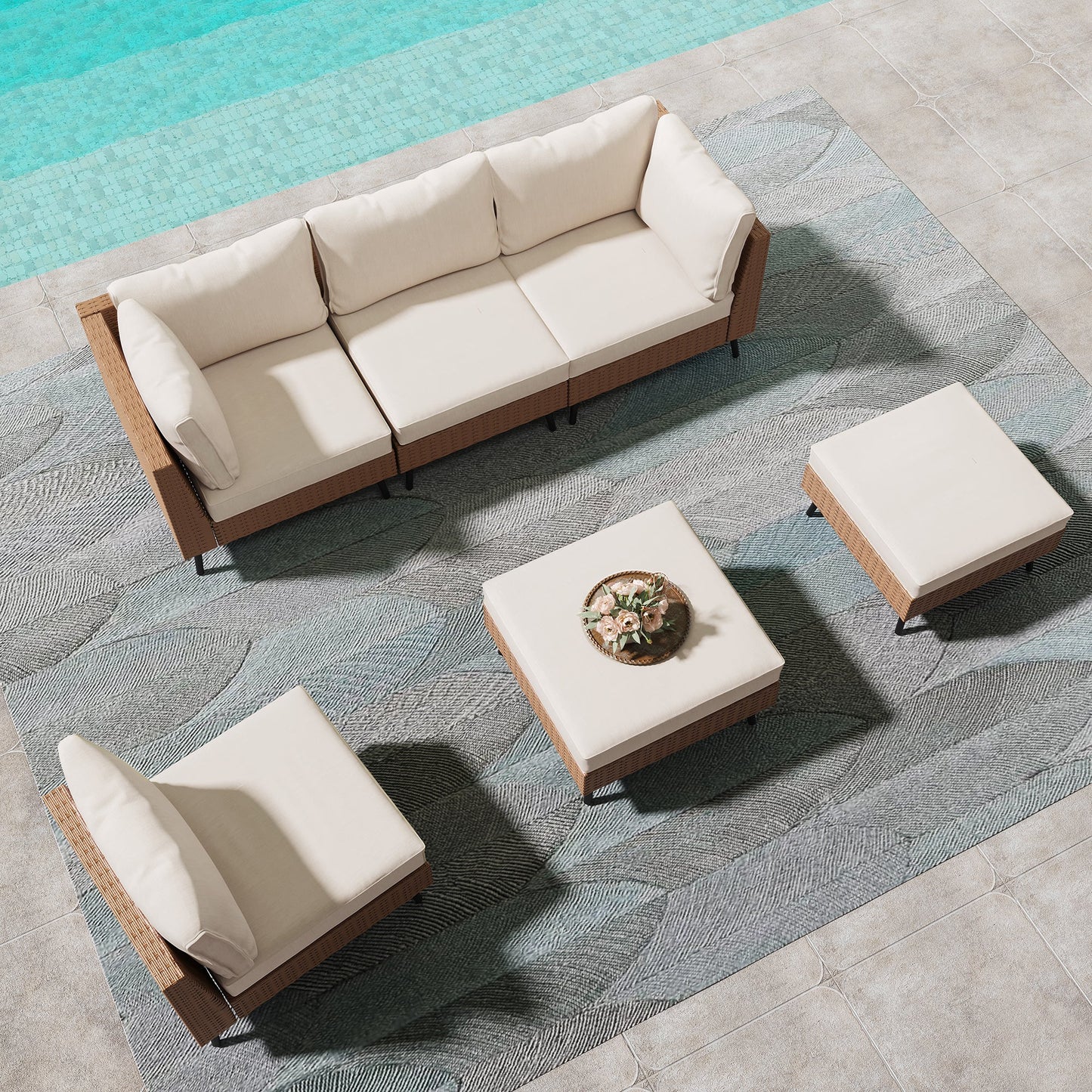 LAUSAINT HOME 6-Pieces Patio Furniture Set with 43" Propane Gas Fire Pit Table