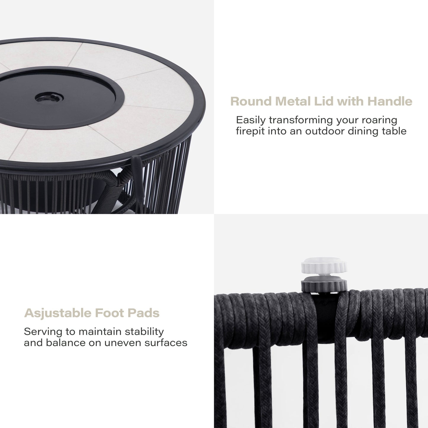 LAUSAINT HOME 3 in 1 Fire Pit  for Backyard Bonfire Patio Outside