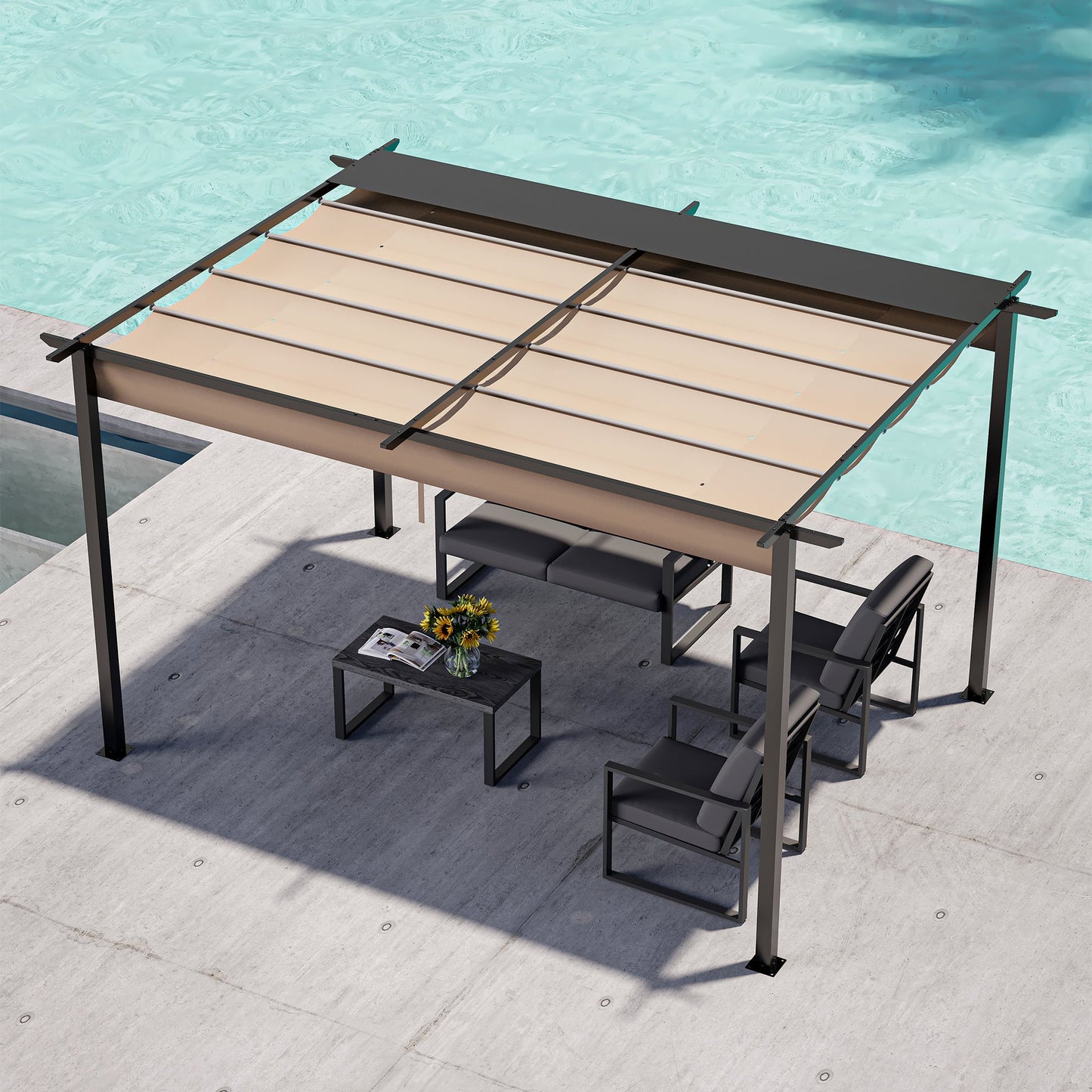 LAUSAINT HOME Aluminum Pergola with Canopy