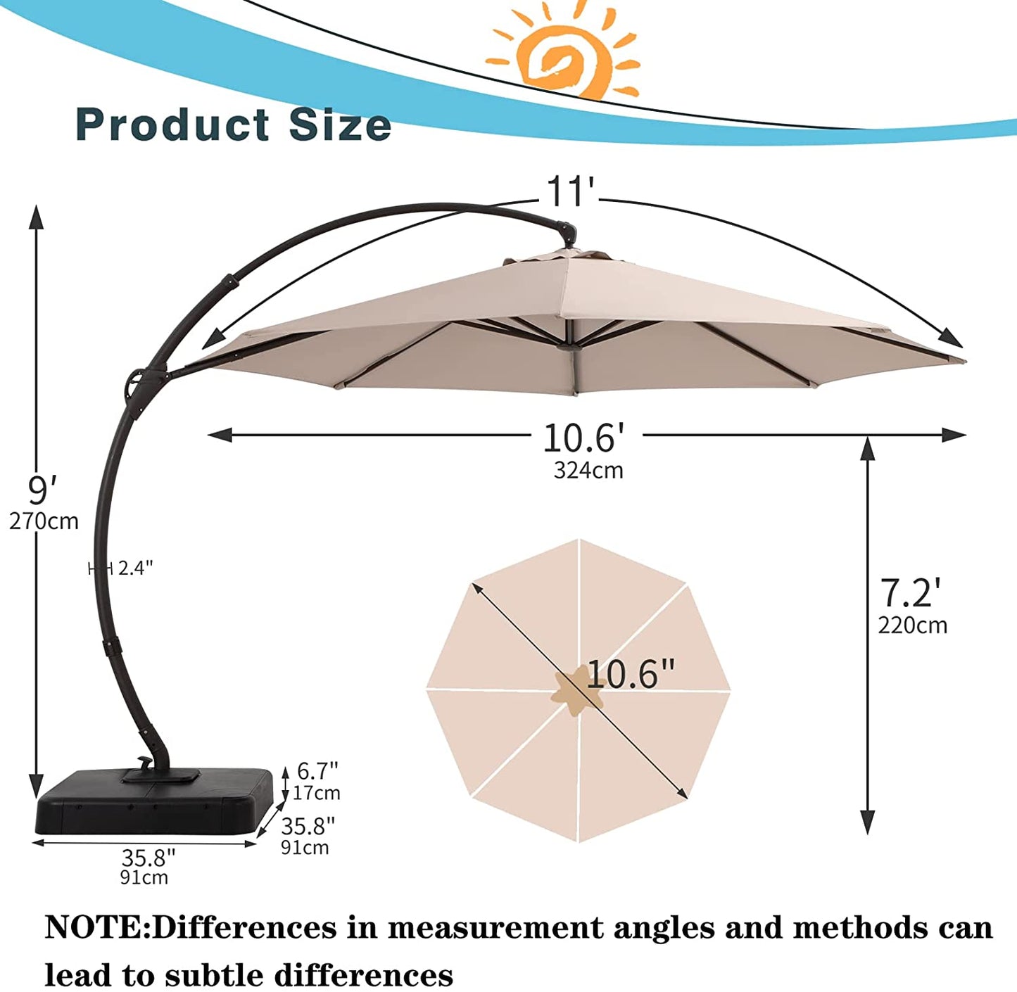 Lausaint Home 11' Deluxe Cantilever Umbrella