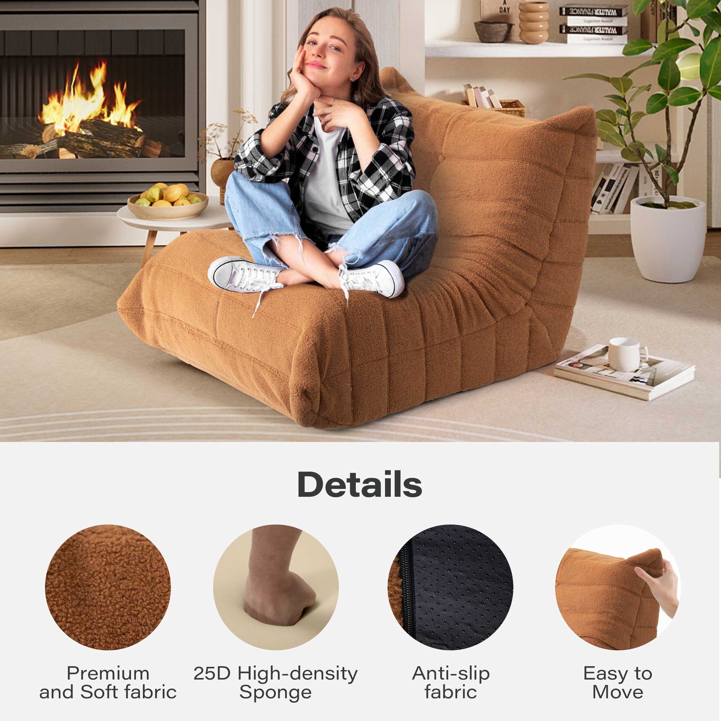LAUSAINT HOME Memory Foam Giant Bean Bag Chair