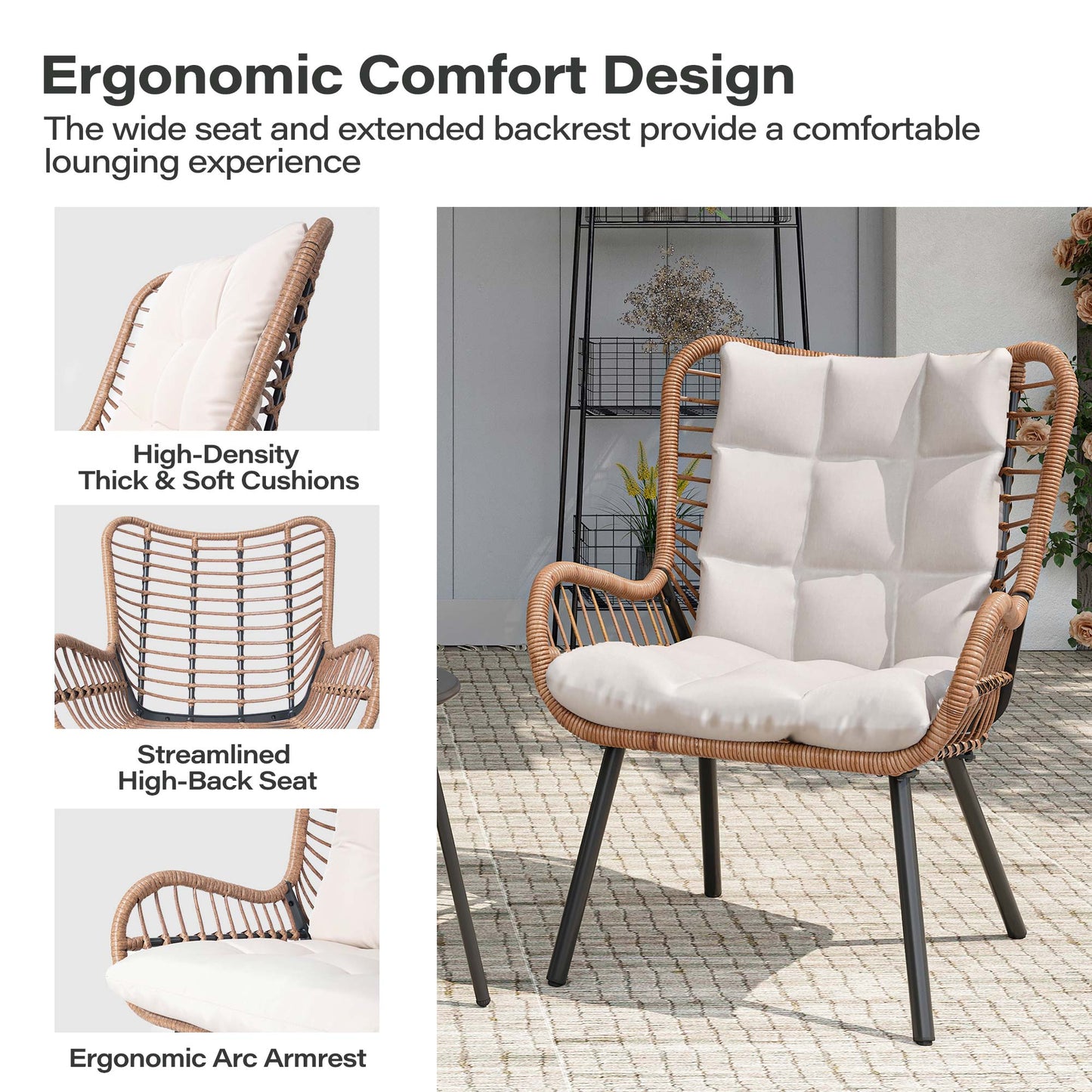 LAUSAINT HOME 3 Piece Outdoor Bistro Set with Highback