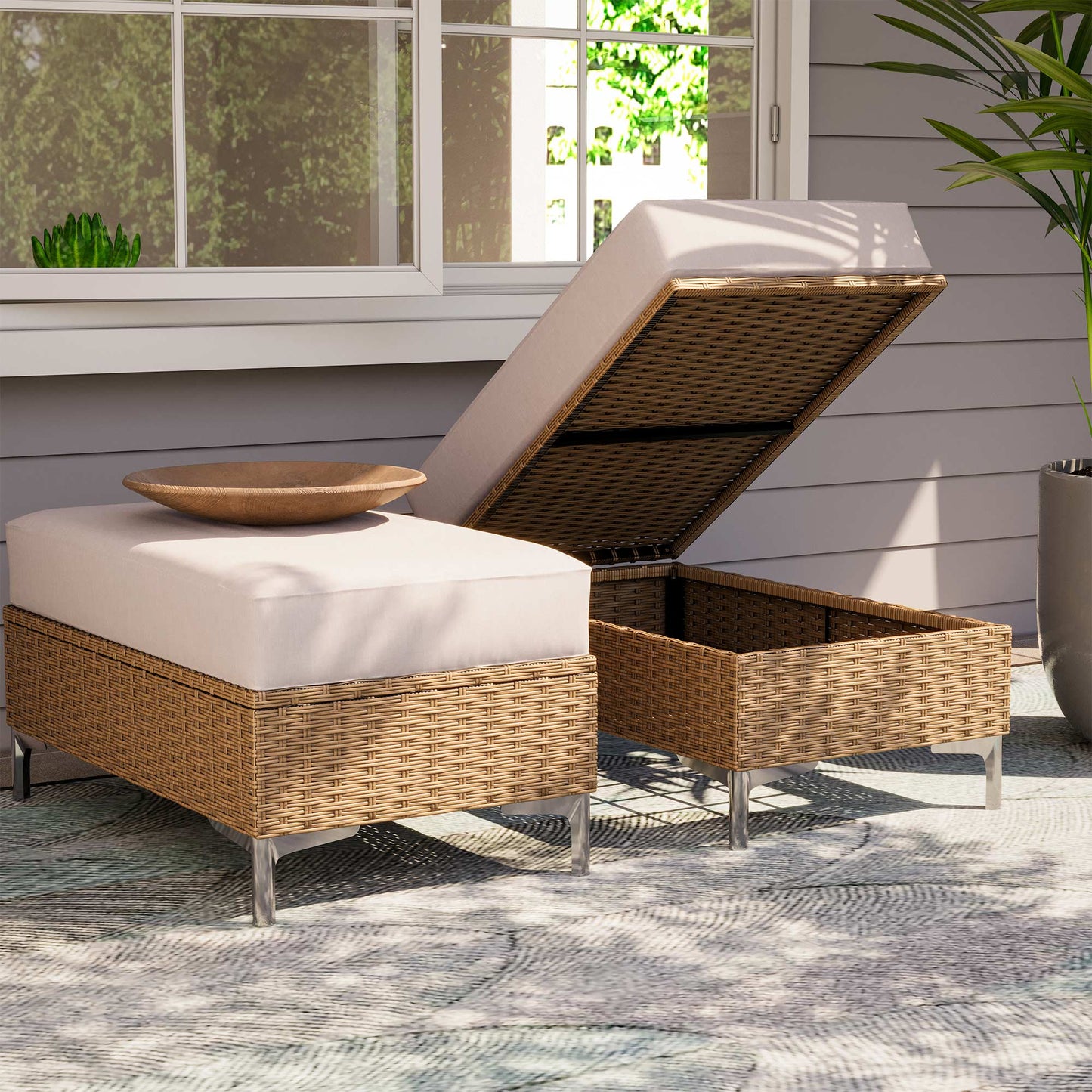 LAUSAINT HOME 2 Pieces Patio Storage Furniture Set with Hidden Storage Compartment