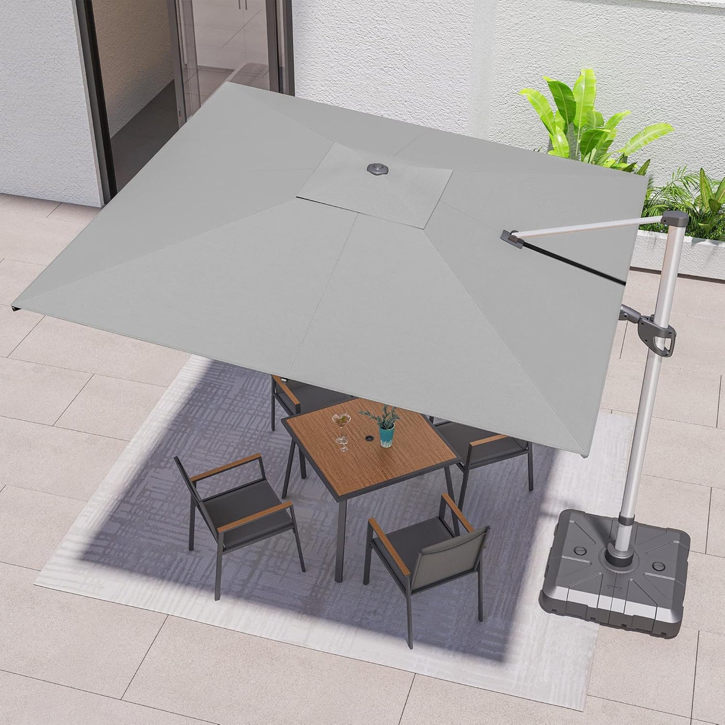 LAUSAINT HOME 10' Square Cantilever Umbrella with Olefin Fabric