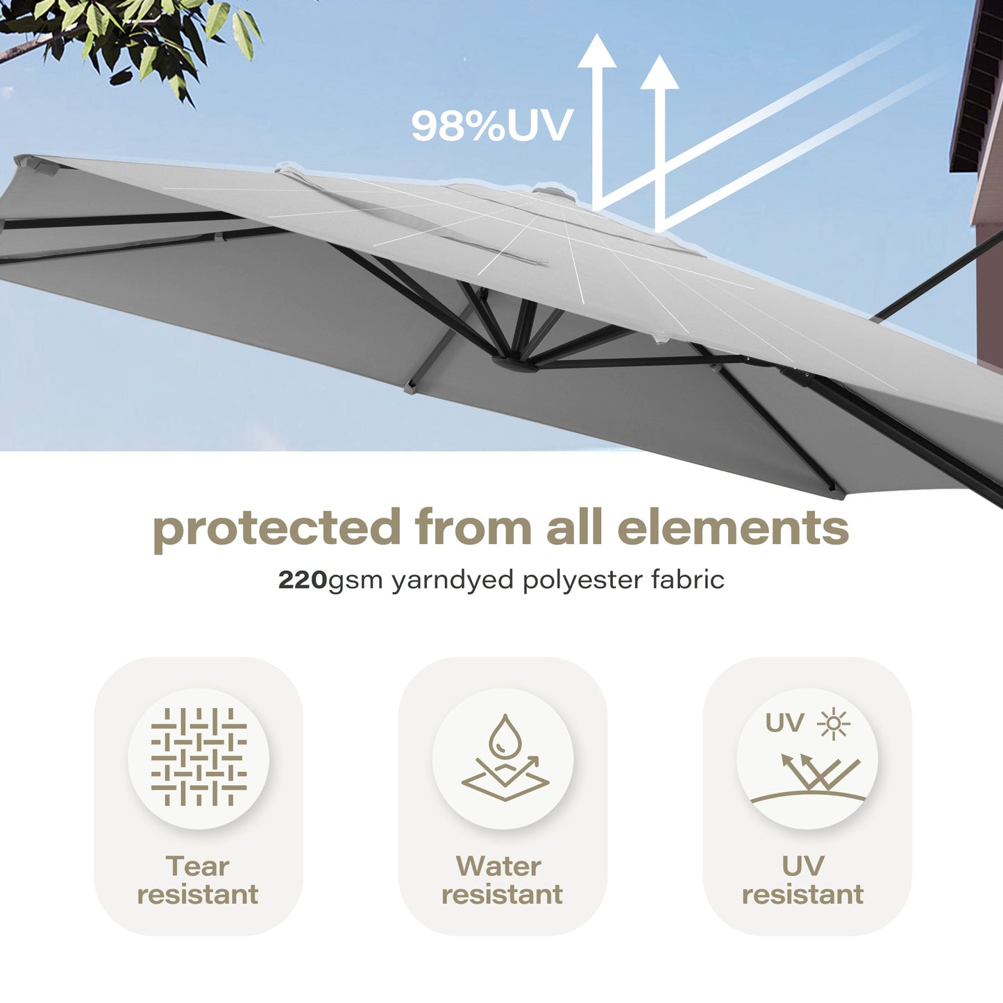 LAUSAINT HOME 10' Double Top Square Cantilever Umbrella