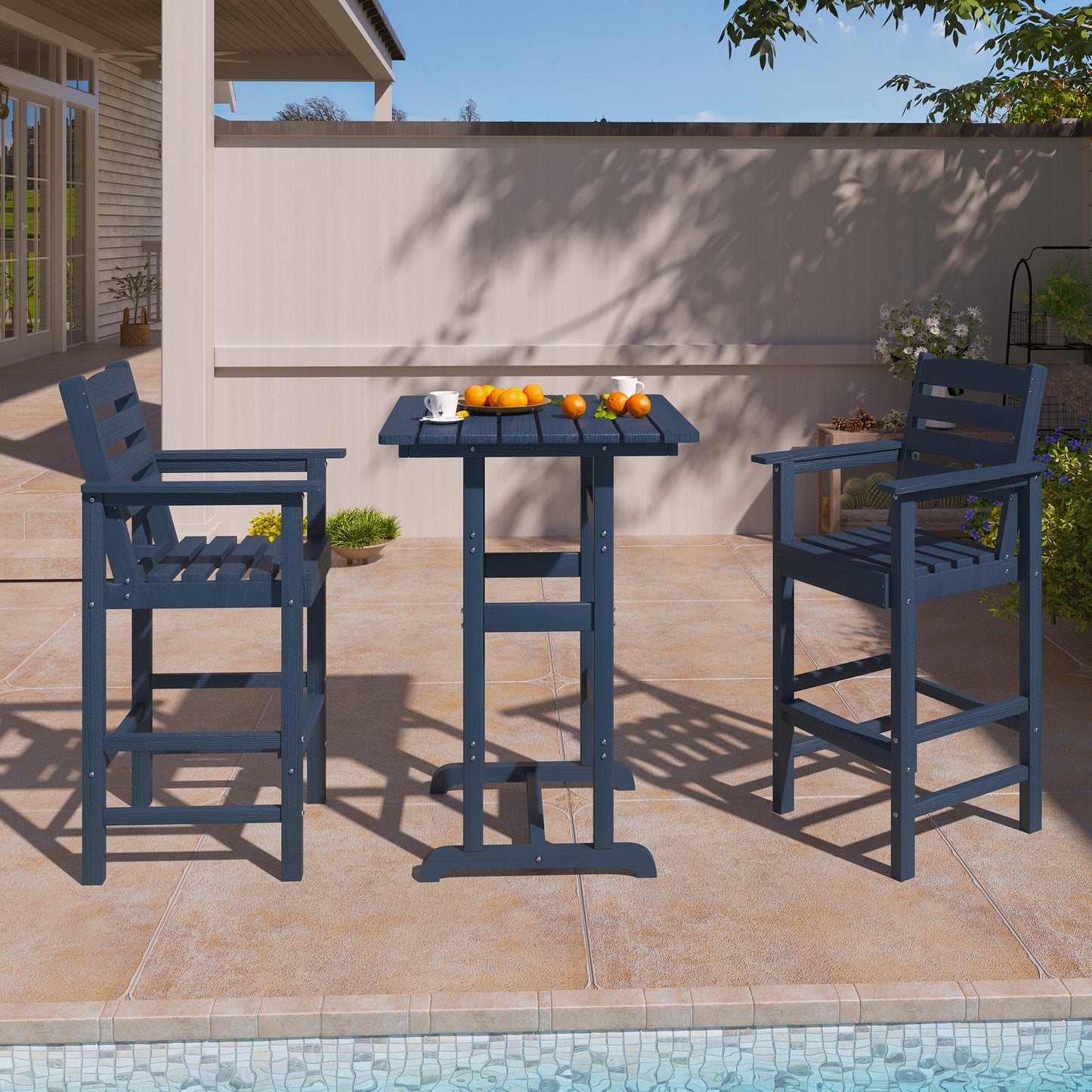 LAUSAINT HOME 3 Pieces Outdoor Balcony Oversize  Adirondack  HDPE Bar Set